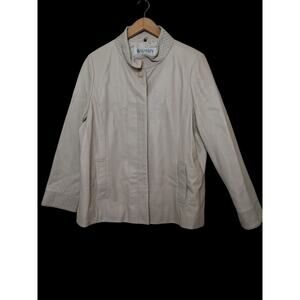 Balmain Ivory Lambskin Leather Coat Jacket Couture Eu Size 15 or US 12  *READ